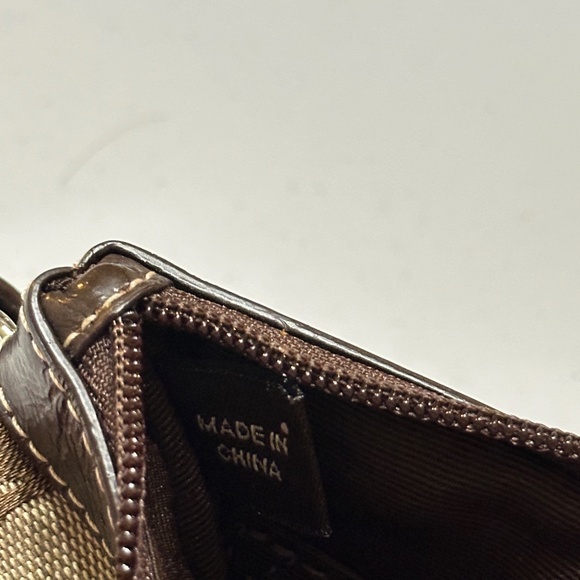 COACH Wristlet Brown Small Purse Signature Jacquard Pleated Monogram - Picture 12 of 14